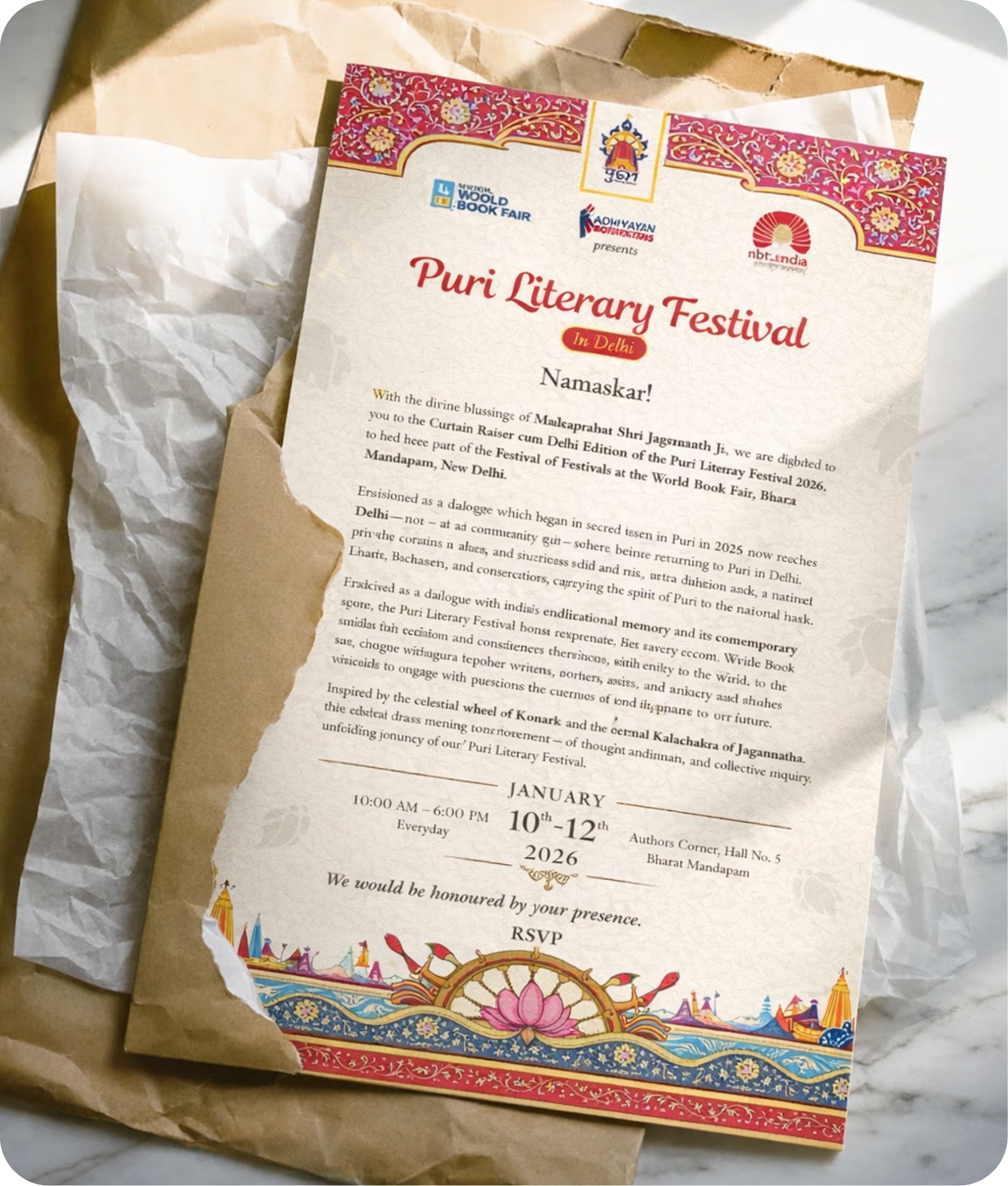 Puri Literary Festival invitation card